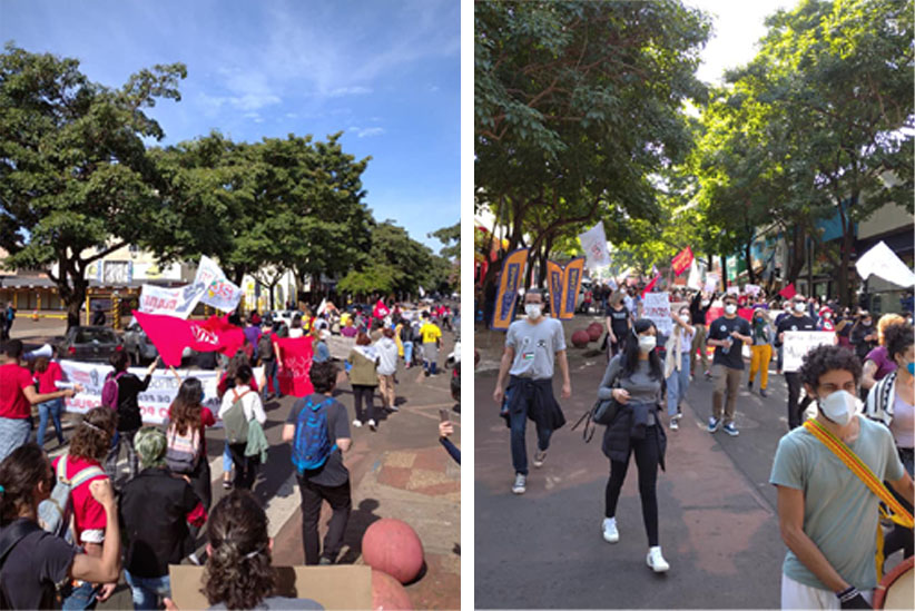 Manifestantes em caminhada pela Avenida Brasil - Fotos: Shirley Barros Felippe