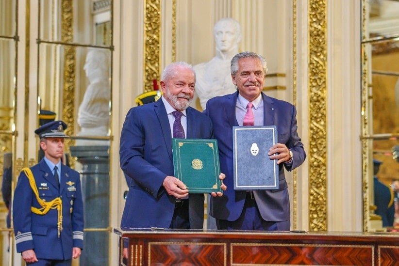 Presidentes do Brasil e da Argentina, Lula e Alberto Fernández, na Casa Rosada. Imagem: Ricardo Stuckert/Presidência da República