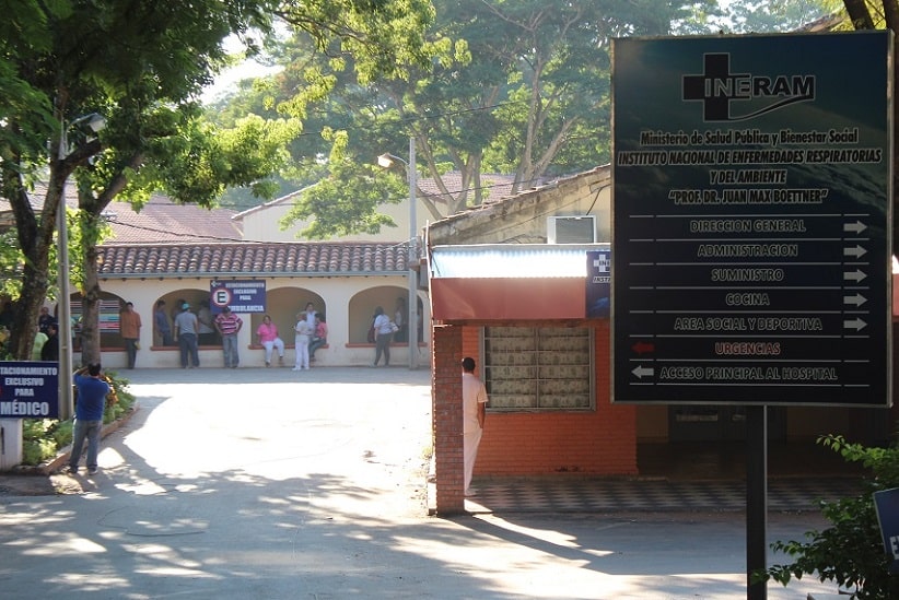 Sede do hospital Ineram, em Assunção, onde a paciente estava internada. Imagem: Gentileza/MSPyBS