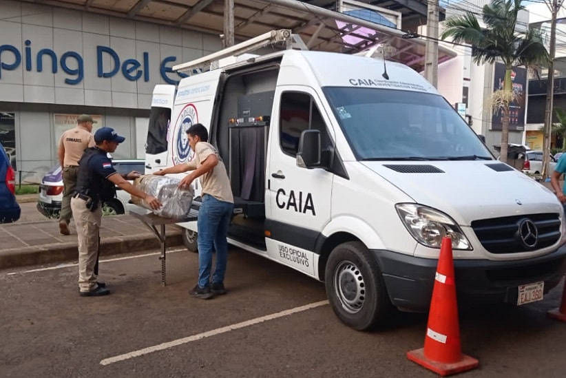 Ponto de controle foi montado em frente ao Shopping del Este. Imagem: Gentileza/Direção Nacional de Aduanas