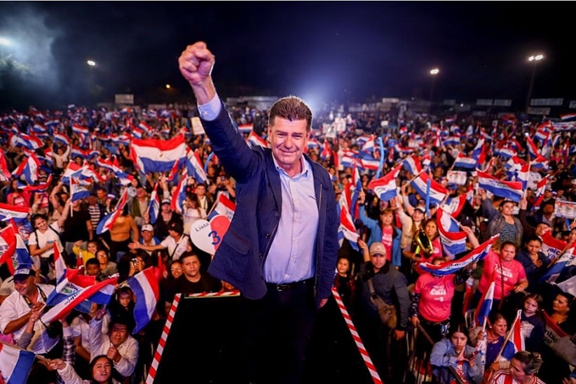 Candidato Efraín Alegre durante o ato de encerramento de campanha. Foto: Gentileza/Concertación Nacional