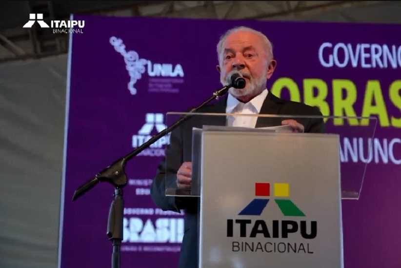Lula durante o discurso na usina de Itaipu. Imagem: Reprodução/Itaipu Binacional