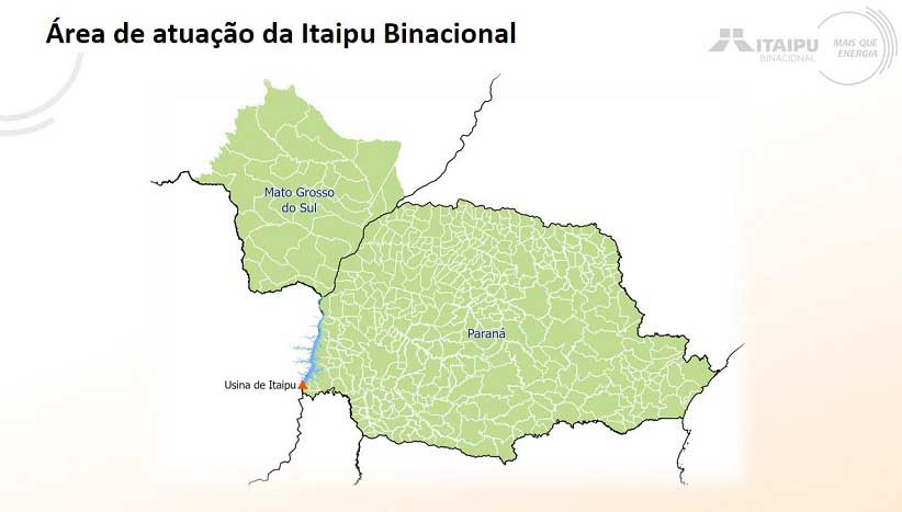 Mapa da área de abrangência da usina. Gráfico: Itaipu Binacional