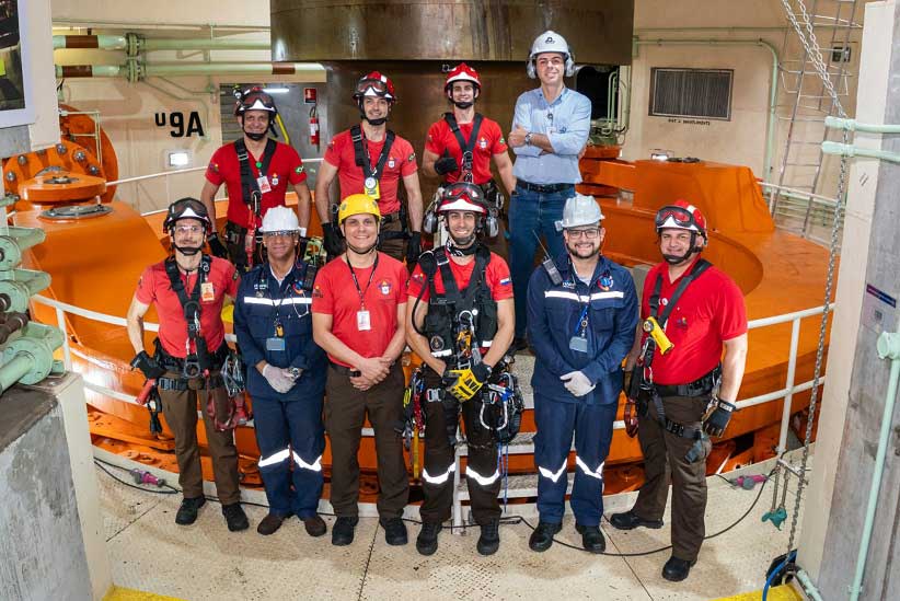 Equipe que participou da simulação de resgate, concluída dentro dos prazos previstos. Foto: Sara Cheida/Itaipu Binacional