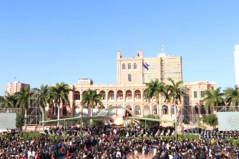 Estrutura montada na esplanada do Palácio de López, em Assunção, para a cerimônia de posse do novo presidente. Foto: Gentileza/Presidência do Paraguai