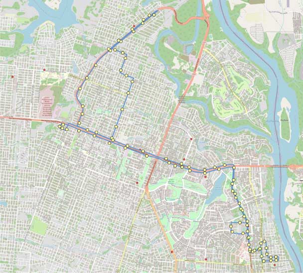 Itinerário 2, conforme mapa disponível no site da prefeitura. Foto: Gentileza/Prefeitura de Ciudad del Este