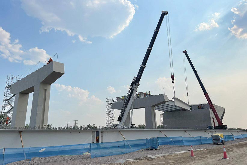 Vigas foram fabricadas na cidade paraguaia de Capiatá. Foto: Gentileza/Consórcio PYBRA