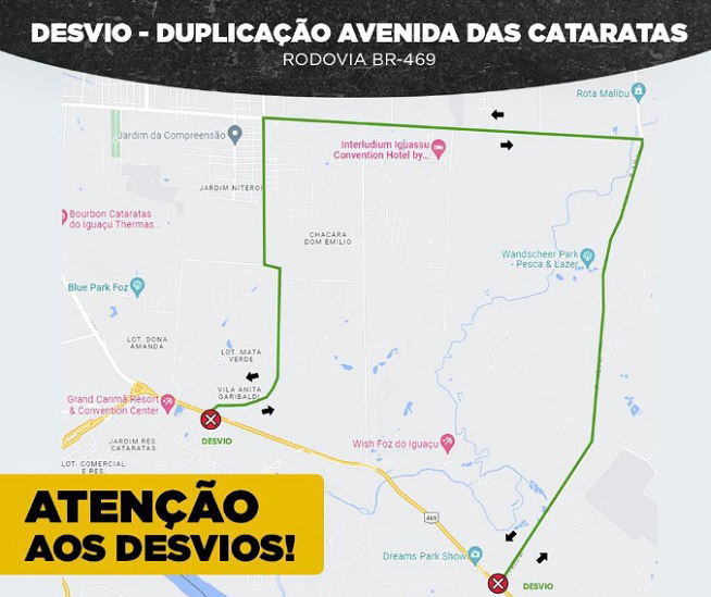 Mapa divulgado pelo DER-PR