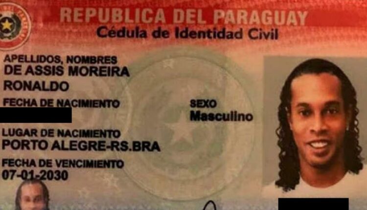 Cédula de identidade paraguaia em nome de Ronaldinho Gaúcho, divulgada pelas autoridades do país vizinho à época da detenção do craque, em março de 2020.